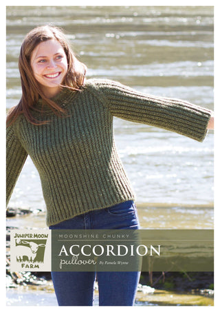 J42-02 Accordian Pullover for Women in Moonshine Chunky