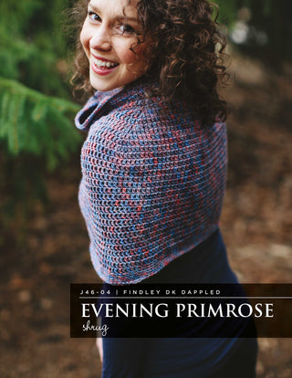 J46-04 Crochet Evening Primrose Shrug for Women in Findly DK Dappled