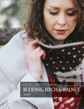 J46-07 Crochet Birch & Walnut Cowl in Herriot Great