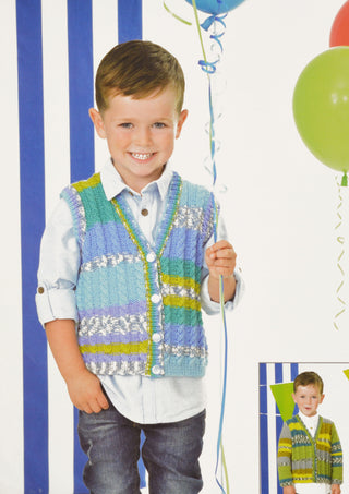 JB396 Cardigan and Waiscoat for Children in James C Brett Fairground DK