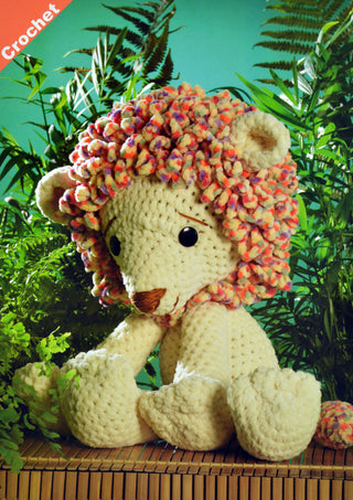 JB402 Crochet Lion in James C Brett Flutterby