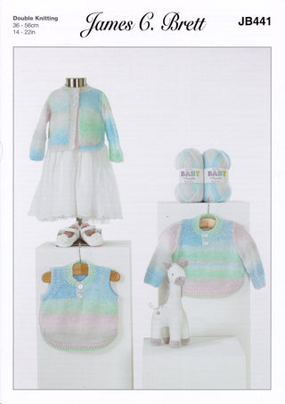 JB441 Jumpers and Cardigans for Babies in James C Brett Baby Marble DK