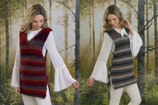 JB493 Ladies Round & V Neck Tunics in James C Brett Landscape DK