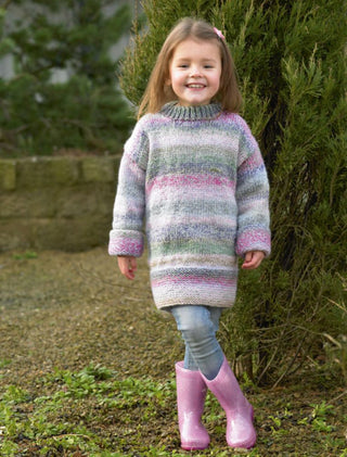 JB499 Girl's Sweater in James C Brett Marble Chunky