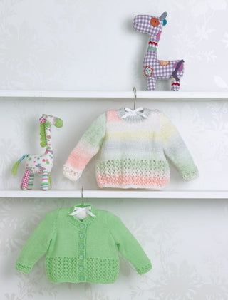 JB504 Baby's Sweater & Cardigan in James C Brett Baby Marble DK