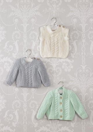 JB527 Baby's Cardigan, Sweater & Slipover in James C Brett Flutterby Chunky
