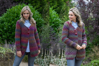 JB547 Woman's Jacket in James C Brett Mega Multi Chunky