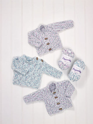 JB580 Baby Sweater & Cardigans in James C Brett Flutterby
