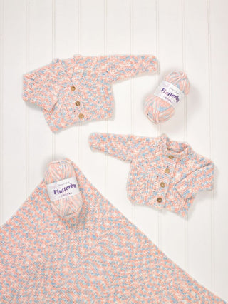 JB581 Cardigans & Blanket for Baby in James C Brett Flutterby