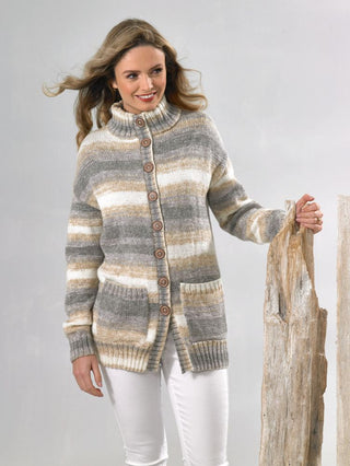 JB615 Woman's Long-Line Jackets in James C Brett Driftwood DK