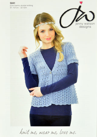 JW5041 Ladies Short Sleeved Cardigan Pure Merino DK