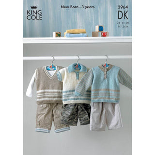 KC2964 Babies Top, Jumper and Waistcoat in DK