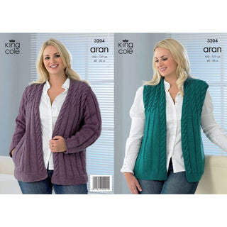 KC3204 Women's Waistcoat and Jacket in Aran