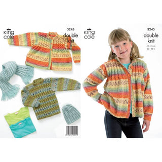 KC3245 Children's Cardigan, Jumper, Hat and Scarf in Splash DK