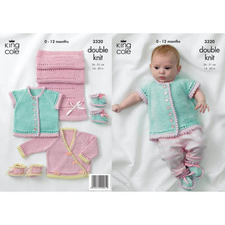 KC3320 Babies Cardigan, Booties and Blanket in DK