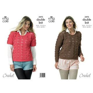 KC3472 Crocheted Sweaters for Women in King Cole Merino Blend DK