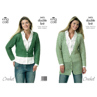 KC3473 Crocheted Jackets for Women in King Cole Merino Blend DK