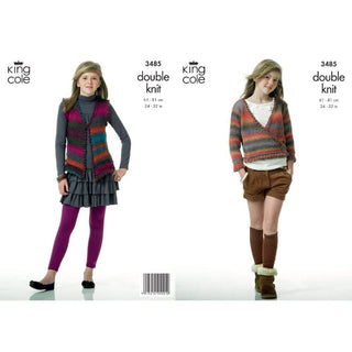 KC3485 Girls' Cardigan and Waistcoat in King Cole Riot DK