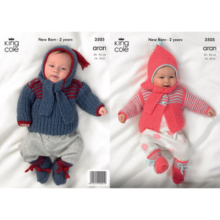 KC3505 Cardigan, Jumper and Accessories for Babies from King Cole