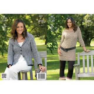 KC3601 Tunic and Cardigan for Women in King Cole Big Value Aran