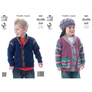 KC3681 Jackets and Beret for Children in King Cole Big Value DK