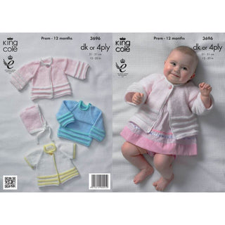 KC3696 Jackets, Sweater and Hat for Babies in King Cole Comfort 4Ply and King Cole Comfort DK