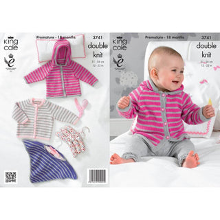 KC3741 Poncho, Cardigan and Jacket for Babies in King Cole Comfort DK