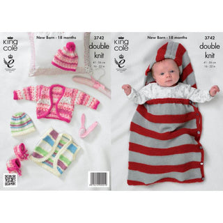 KC3742 Sleeping Bag, Boleros, Hat and Booties for Babies in King Cole Comfort DK