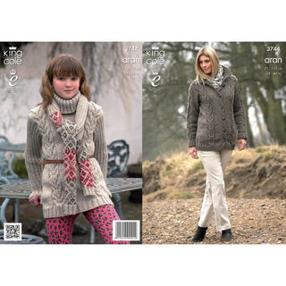 KC3744 Tunic, Coat and Scarf for Women in King Cole Fashion Aran