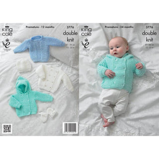 KC3776 Sweater, Jacket, Hat and Mittens for Babies in King Cole Baby Glitz DK