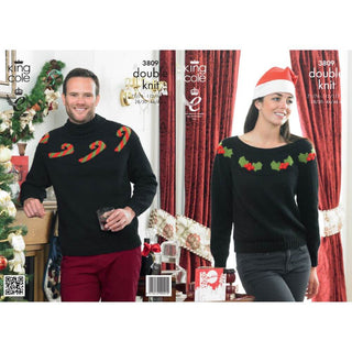 KC3809 Candy Cane or Holly Jumper for Men and Women in DK