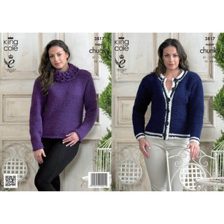 KC3817 Sweater and Cardigan for Women in King Cole Big Value Super Chunky