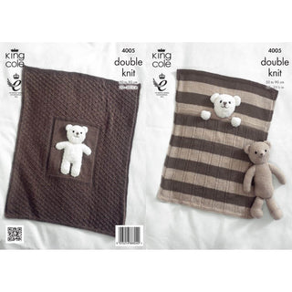 KC4005 Blanket and Teddy Toy in King Cole Comfort DK and King Cole Cuddles DK