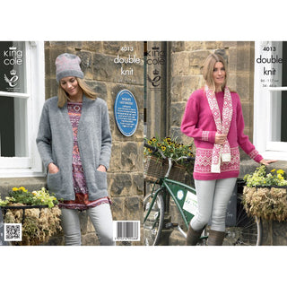 KC4013 Coat, Tunic, Hat and Scarf for Women in DK