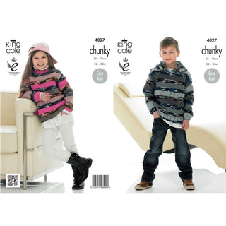 KC4027 Sweater for Children in King Cole Big Value Multi Chunky