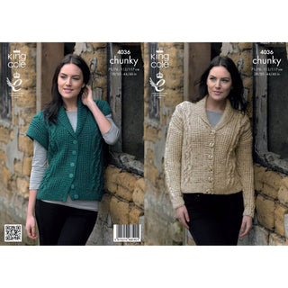 KC4036 Jacket and Waistcoat for Women in Chunky Tweed