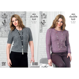 KC4053 Sweaters for Women in King Cole Baby Alpaca DK and Cosmos