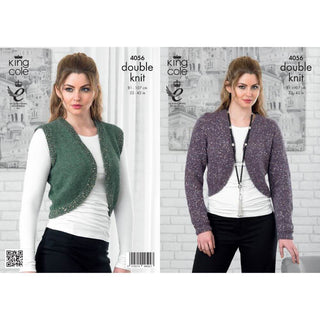 KC4056 Bolero and Cardigan for Women in King Cole Baby Alpaca DK and Cosmos