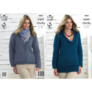 KC4065 Sweater and Cardigan for Women in King Cole Big Value Super Chunky