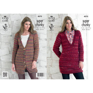 KC4070 Jacket and Sweater for Women in King Cole Gypsy Super Chunky
