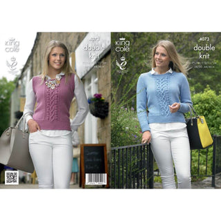 KC4073 Sweater and Slipover for Women in King Cole Merino Blend DK