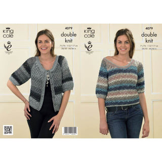 KC4079 Cardigan and Top for Women in King Cole Shine DK