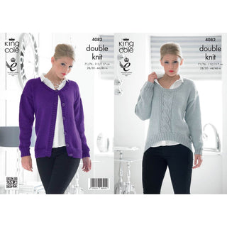 KC4082 Sweater and Cardigan for Women in King Cole Glitz DK