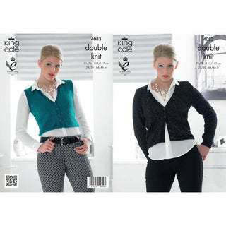 KC4083 Waistcoat and Cardigan for Women in King Cole Glitz DK