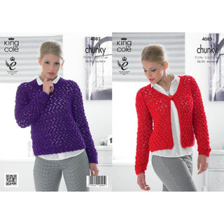 KC4085 Cardigan and Sweater for Women in King Cole Glitz Chunky