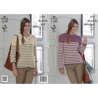 KC4105 Sweater and Cardigan for Women in King Cole Baby Alpaca DK