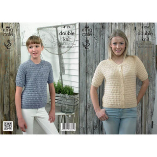 KC4124 Basket Weave Raglan Sweater and Cardigan for Women in Authentic DK