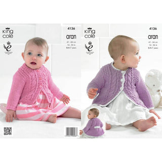 KC4136 Coat and Cardigan for Babies in Recycled Cotton Aran