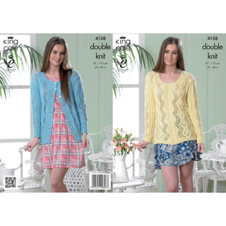 KC4158 Sweater and Cardigan for Women in King Cole Cottonsoft DK