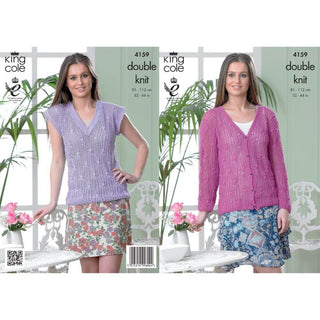 KC4159 Cardigan and Top for Women in King Cole Cottonsoft DK